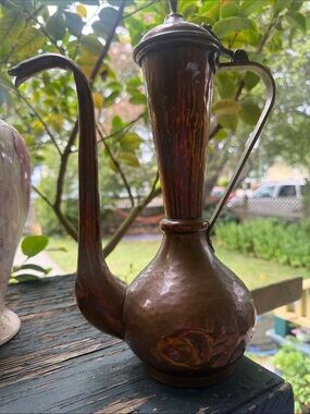 Russian teapot by Tula Batashev Hammered Copper Ewer Pitcher -Dark Copper Finish